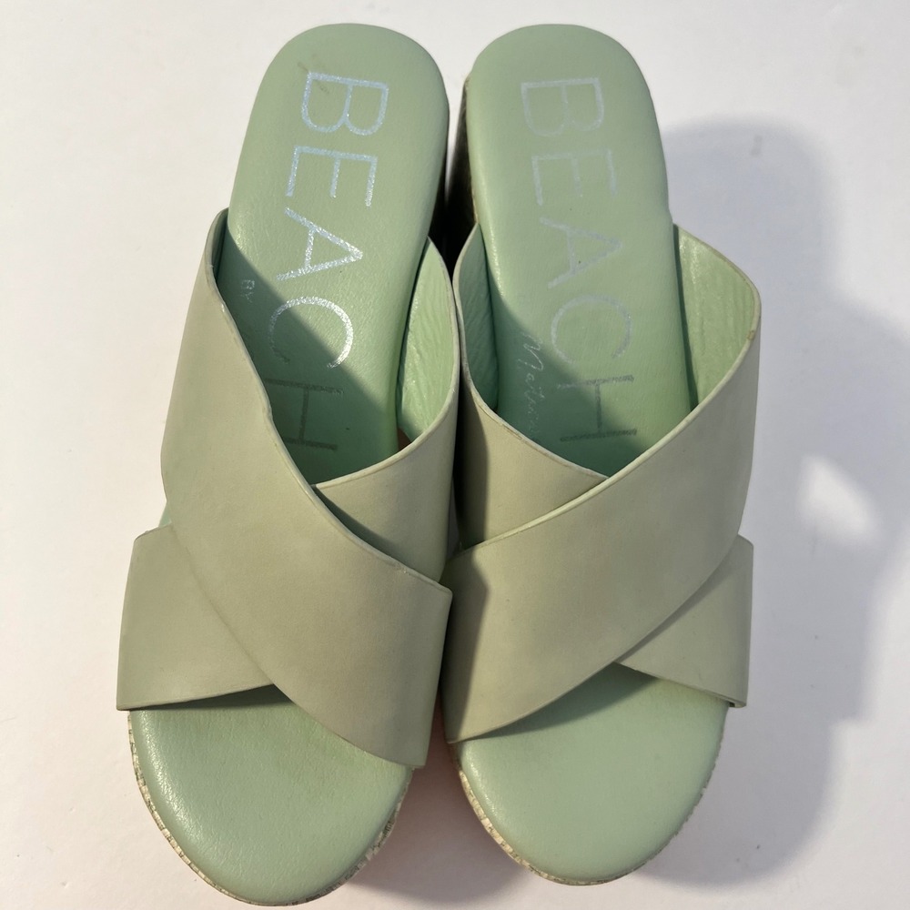 Beach by Matisse Sage Green Crisscross Platform Slide Sandals Women 7M - Picture 3 of 11